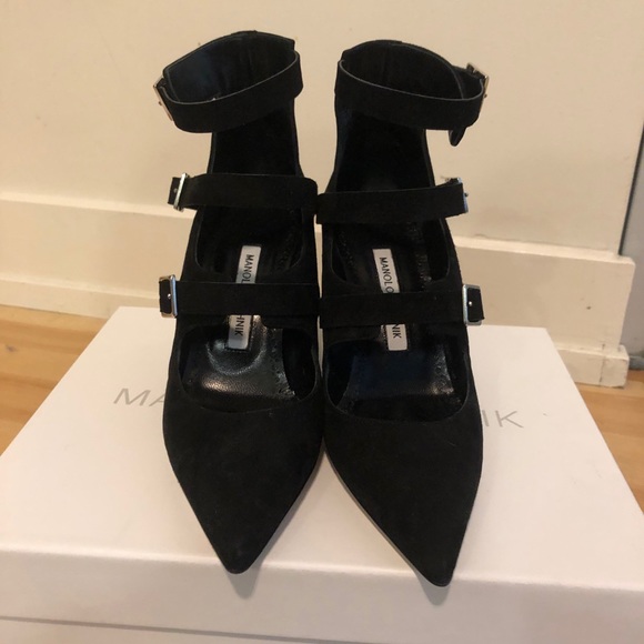 Manolo Blahnik NWT Bukhai black buckle heels 6.5 - Picture 3 of 8